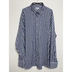 Peter MIllar Shirt Mens 2XL XXL Blue Gingham Plaid Summer Comfort Button Down